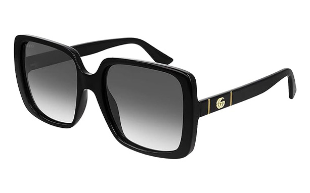 Gucci GG0632S 001 Black GG0632S - Lentes de sol cuadrados Categoría 3 Tamaño 2.205 in, Negro/Oro