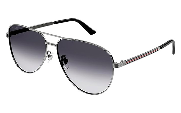 Gucci GG1233SA - Gafas de sol con forma de aviador + paquete con kit de gafas de lujo eSHADES, plomizo