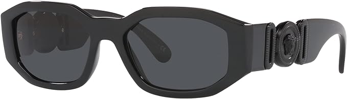 Versace Gafas de sol para hombre, montura negra, lentes gris oscuro, 2.087 