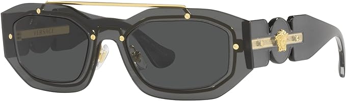 Versace Unisex Sunglasses Transparent Dark Grey Frame, Dark Grey Lenses